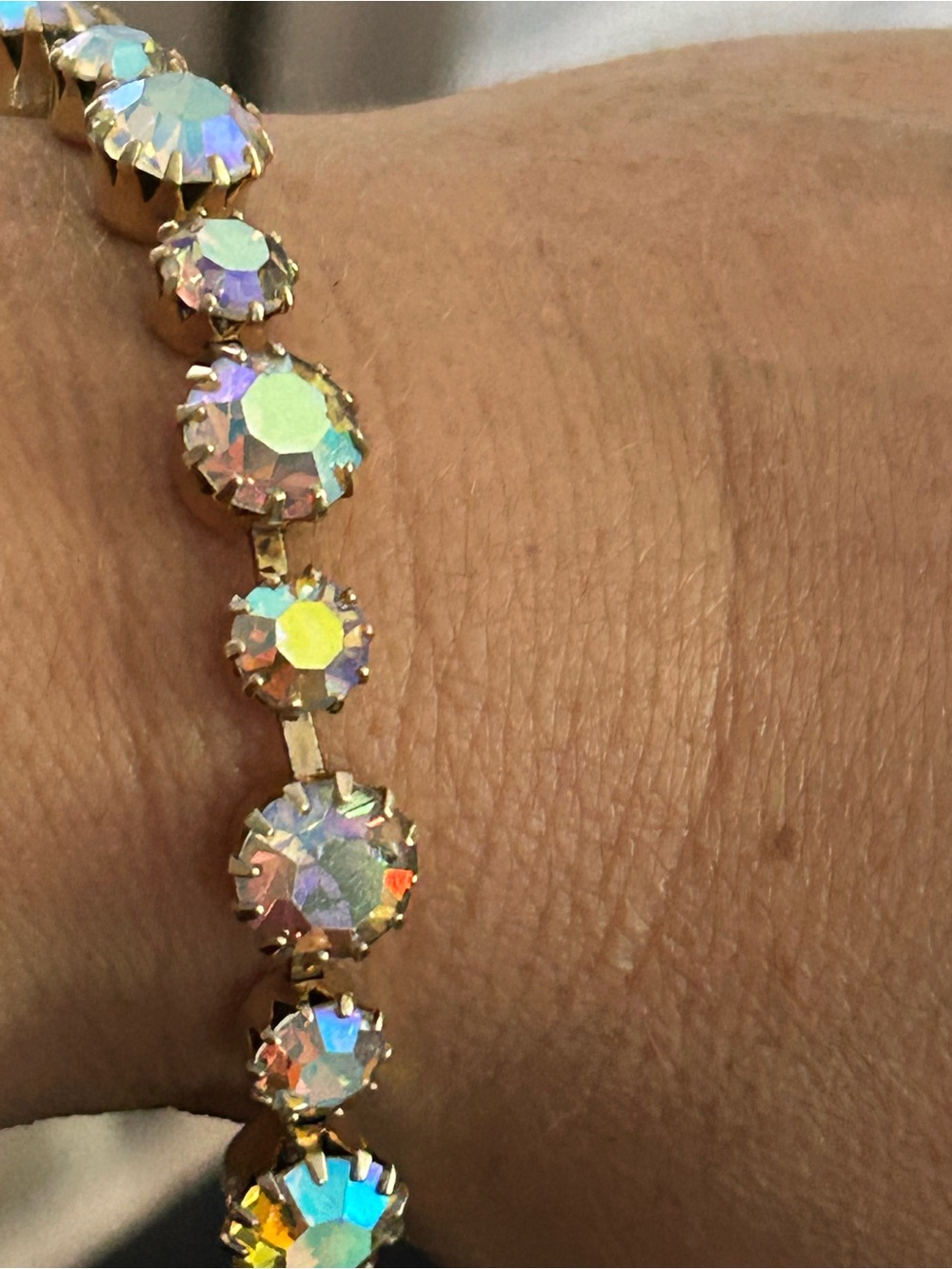 WEISS Aurora Boralis Crystal Tennis Bracelet - Gold Tone